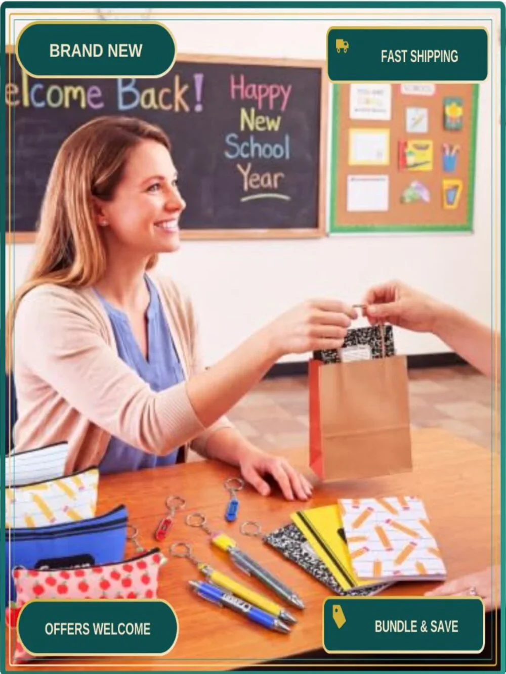 Back to School Teacher Gift Set - 48 Pieces Cosmetic Bags, Notebooks, Pens,